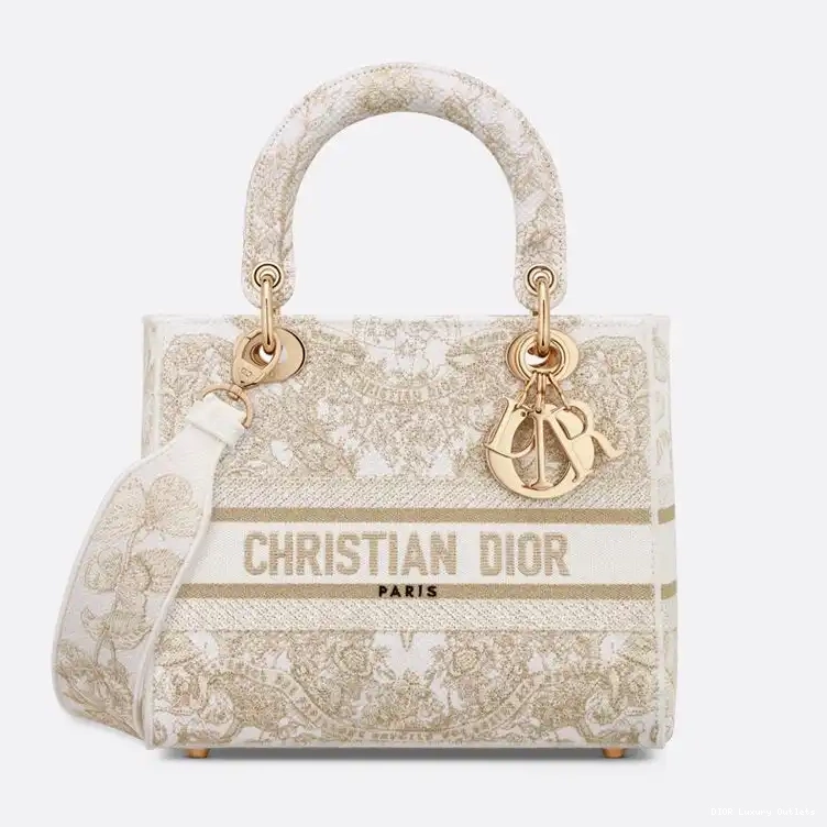 Around The Medium Lady White D-lite Canvas Motif World Bag Butterfly Gold 0625 Luxury